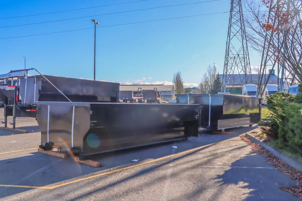 Roll-off dumpster ready for waste disposal at job site for Commercial Dumpster Rental in West Fargo